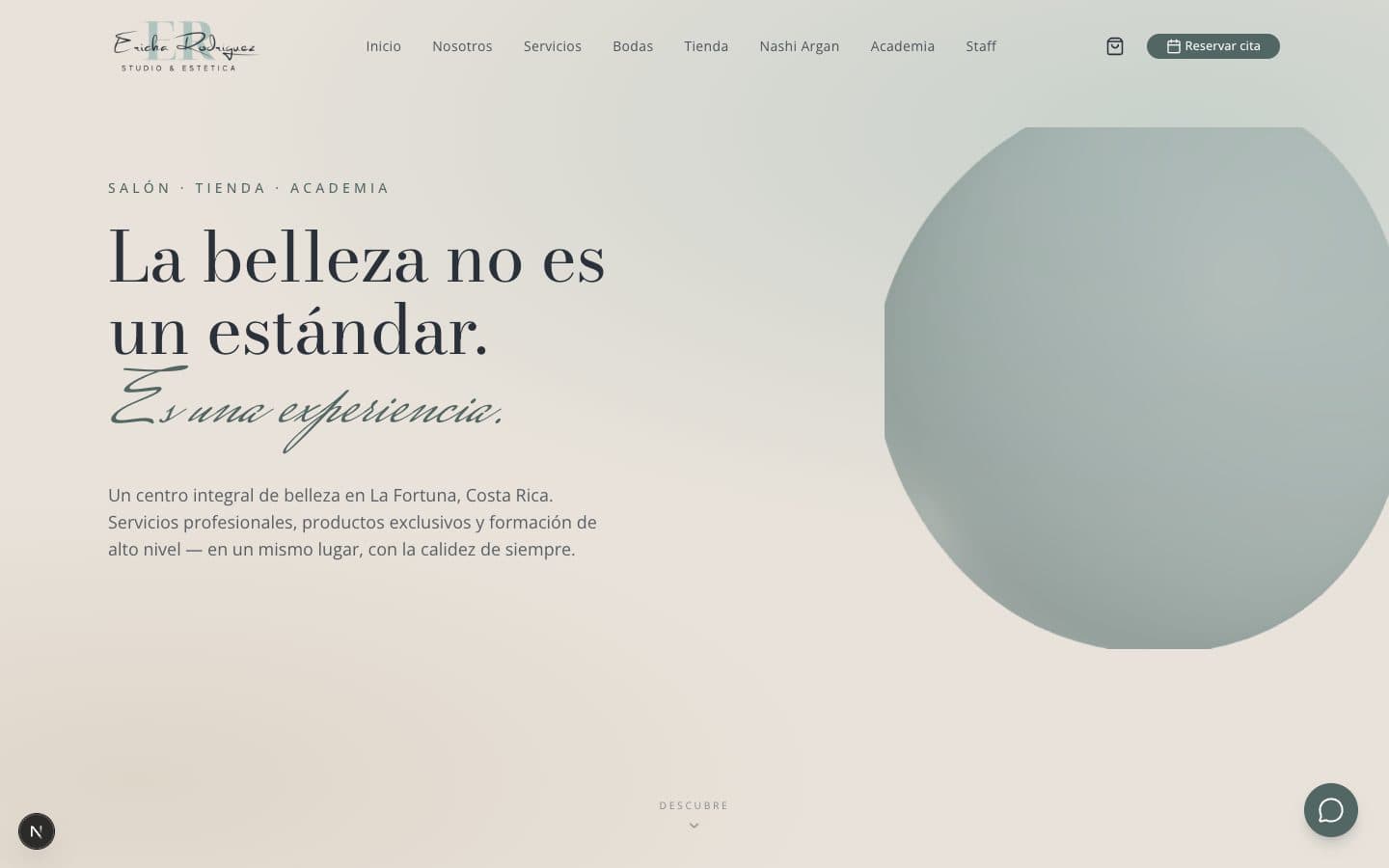 Captura del sitio web de Studio & Estética Ericka Rodríguez